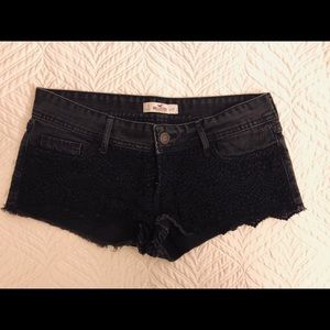 Black Hollister Lace imprint denim Shorts